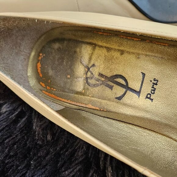 YSL Paris Women Heel Sandal Beige Leather Upper Shoes Saint Laurent Size 36.5 - Picture 8 of 11